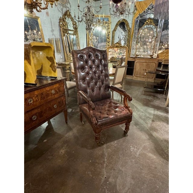 Wood 19th Century Tufted English Chesterfield Chair For Sale - Image 7 of 8