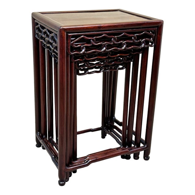 Oriental Hardwood Nesting Tables, 1870, Set of 4 For Sale - Image 3 of 12