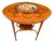 Unique Edwardian Antique Satinwood 2-Tier Parlour Side Table W/ Hand Painted Floral Garlands & Center Display For Sale