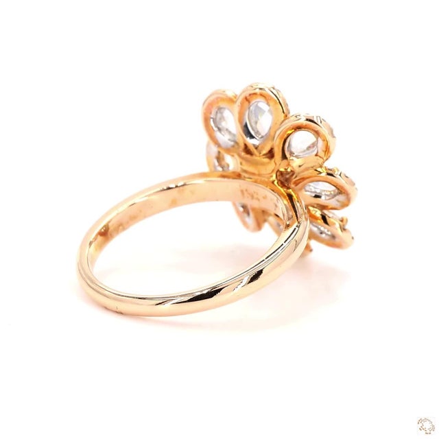 Gold 0.71 Carat Rose Cut White Diamond Brown Diamond Gold Ring, Size 6.5 For Sale - Image 8 of 9