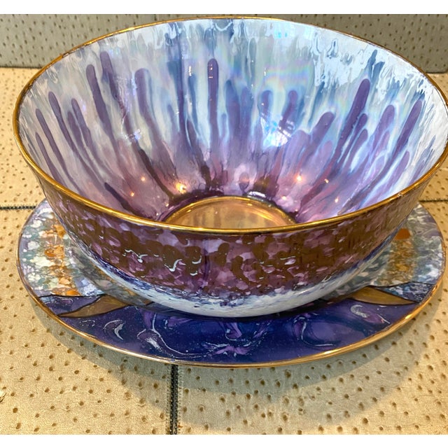 Vintage Set of Rob Turner Hand Painted Bone China Bowl and Platter- 2 Pieces For Sale - Image 4 of 11