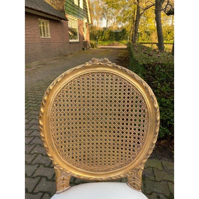 1970s 1970s French Artisan Louis XVI Gold Beech Cane Dining Chairs-Set of 4 Pc For Sale - Image 5 of 18
