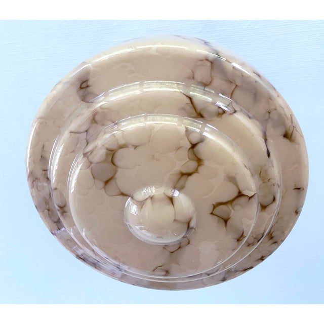 Art Deco Pendant Light in Pink Marble Glass, 1930s For Sale - Image 11 of 17