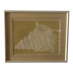 1982 Seaside Chic Embossed Serigraph "Conch" by David Allgood, Framed