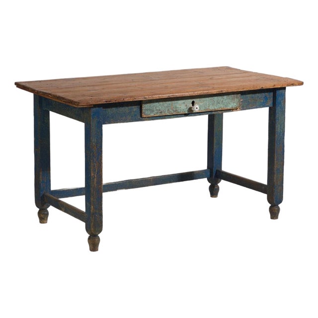 European Rustic Pine Work Table by Amaru For Sale