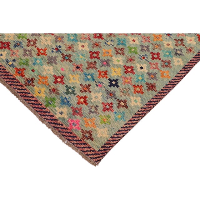 Modern Balochi Blue/Red Wool Rug - 3'4''x5'0'' For Sale - Image 4 of 11