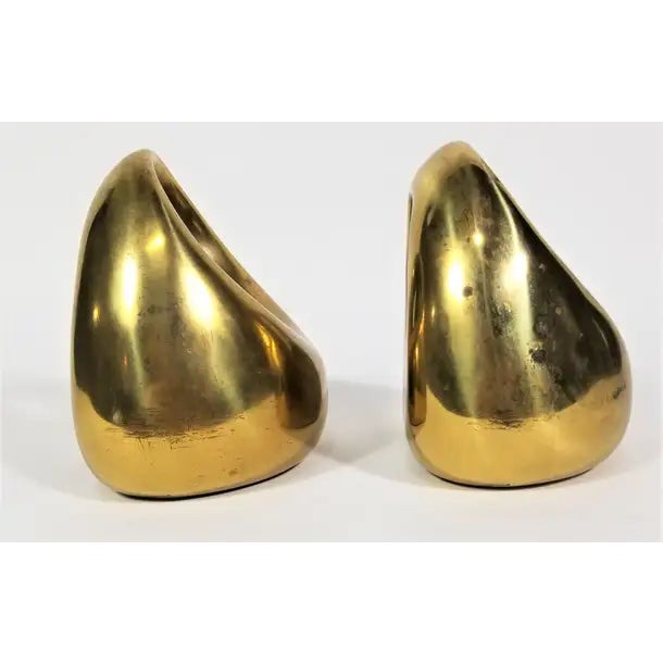 Mid Century 1960s Brass Bookend. Ben Seibel designed for Jenfred Ware by Raymor. Still retains original marking sticker...