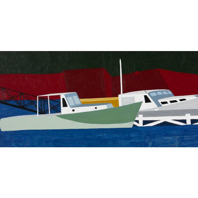 Robert Herrmann Boats Oil on Masonite. Seascape with boats and dock. Signed and dated to verso 'R. Herrmann 56' Robert...