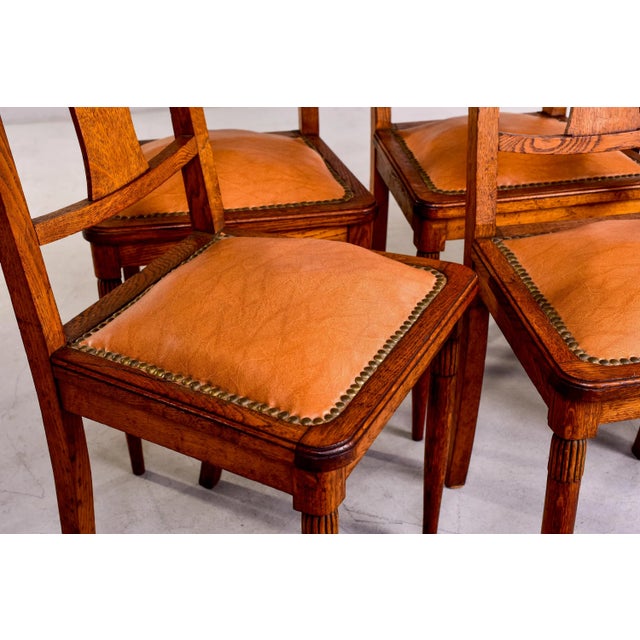 1920s Set of 6 French Art Nouveau Dining Chairs Attributed to Majorelle For Sale - Image 5 of 13