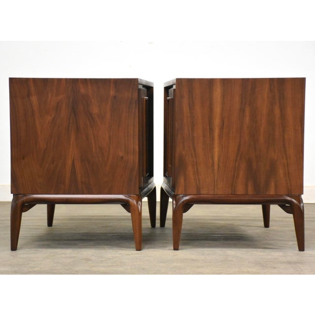 1960s 1960s Refinished Walnut Sculpted Nightstands - a Pair For Sale - Image 5 of 8