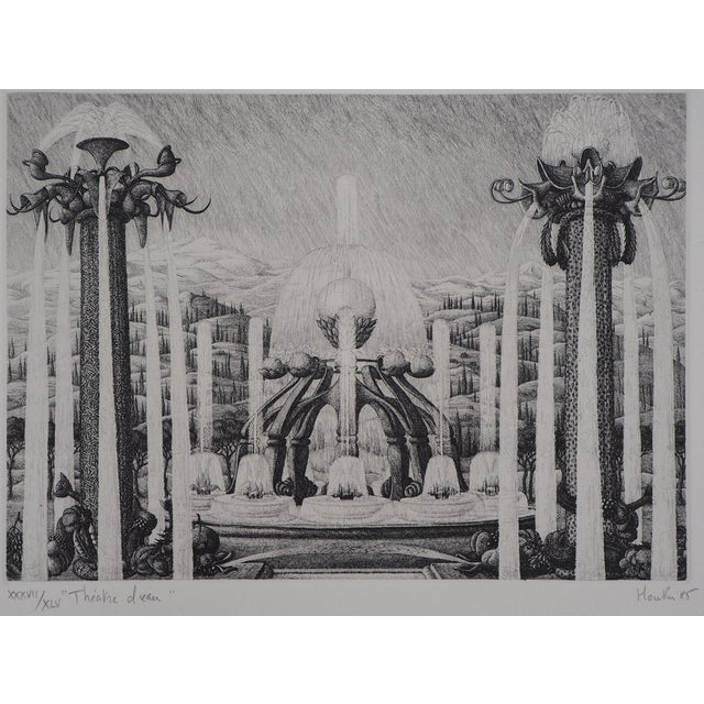 François Houtin, Water Theatre, 1985, Hand Signed Etching For Sale