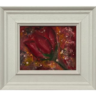 Ameryllis Study 2 - Miniature Abstract Floral Canvas Art by Contemporary Artist 2005 For Sale