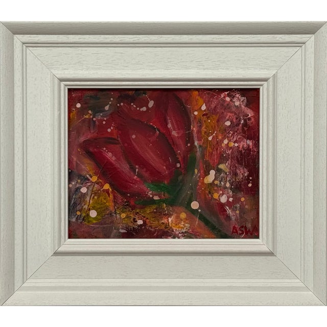 Ameryllis Study 2 - Miniature Abstract Floral Canvas Art by Contemporary Artist 2005 For Sale