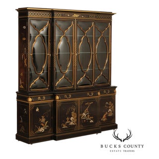 Karges Chinoiserie Decorated Breakfront China Display Cabinet For Sale