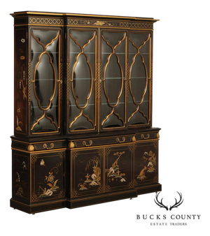 Karges Chinoiserie Decorated Breakfront China Display Cabinet