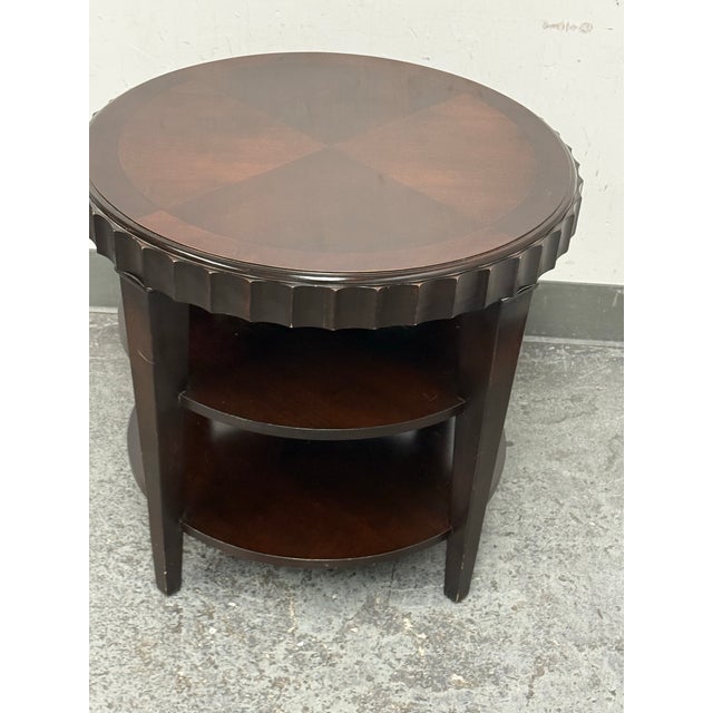 Art Deco Scallop Edge Tiered Side Table, Vintage For Sale - Image 3 of 12