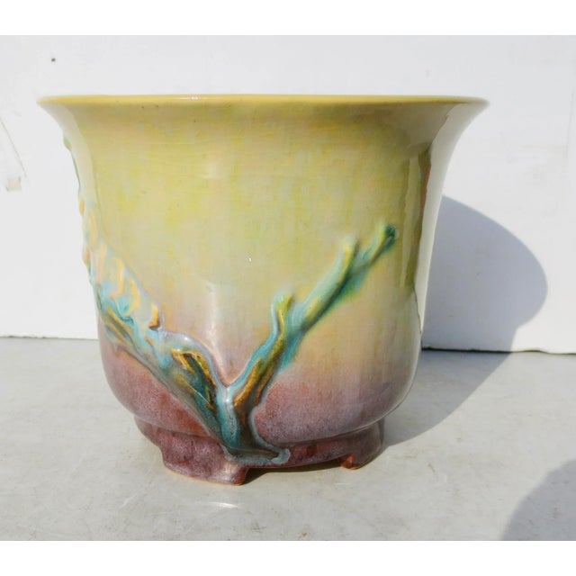 Beautifully shaded Roseville Art Deco planter in great shape, always used as a cache pot. Oriental Prunnis branches on...