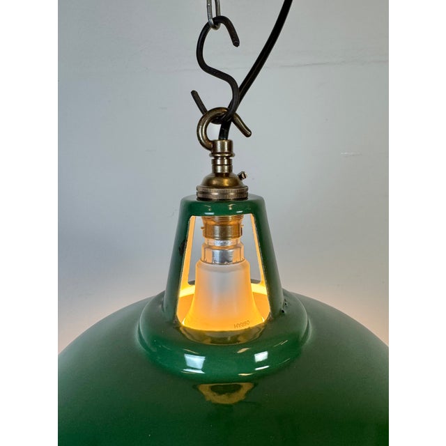 Industrial Green Enamel Factory Pendant Lamp, 1960s For Sale - Image 9 of 18