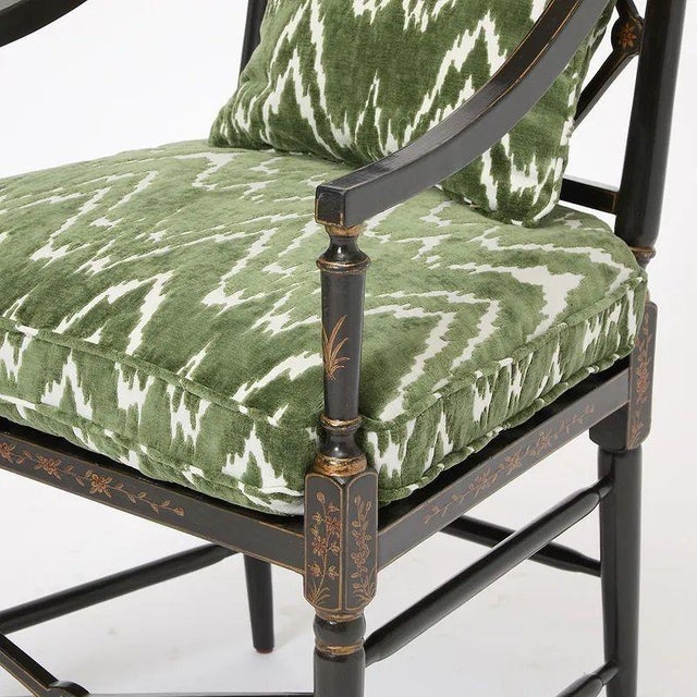 The Regency Style Black Lacquered Armchair by Burton Ching is a luxurious and elegant piece of furniture. This armchair is...