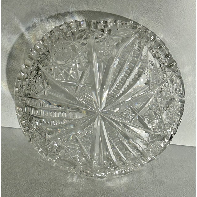 Antique American Brilliant Cut Glass Bowl With Starburst & Hobstar Motif For Sale - Image 4 of 10