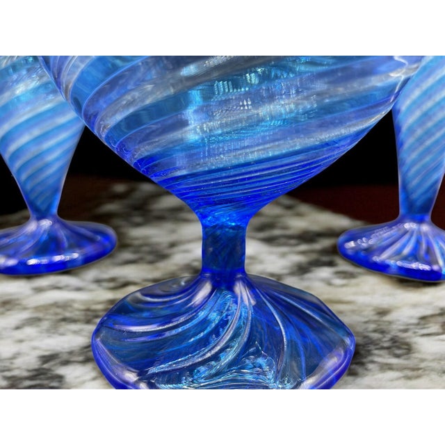 Blue Blue Murano Glass Vases attributed to Novecento Venziano, 1970s, Set of 3 For Sale - Image 8 of 18