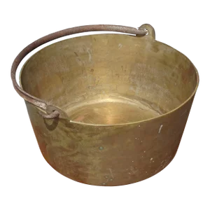 Large Vintage Brass Pot W Handle