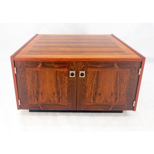 Brown Danish Modern Rosewood Two Doors Compartment 32" Square End Side Table For Sale - Image 8 of 12