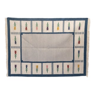 Mid-Century Modern Floral Kilim Rug, 1960s For Sale