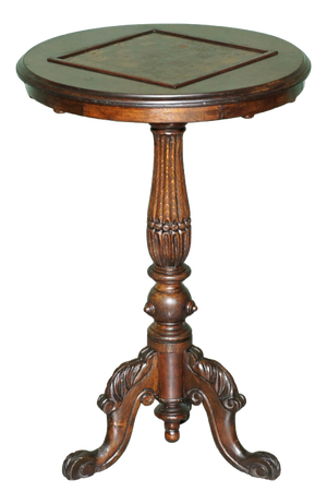 Antique Victorian Hand Carved Chess Table with Ornately Fluted Base