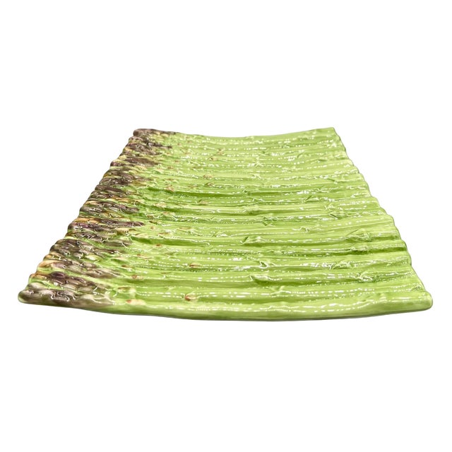 Vintage Asparagus Ceramic Serving Platter / Tray – Majolica Style / Country French For Sale - Image 11 of 15