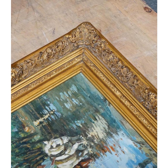 Horse Rider Crossing a Stream, Oil on Canvas, Framed For Sale - Image 6 of 9