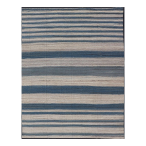 Flat-Weave Kilim Blue Rug by Keivan Woven Arts, Striped Design 8'8 X 12'0
