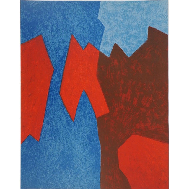 Serge Poliakoff, Composition bleue et rouge, Lithograph For Sale