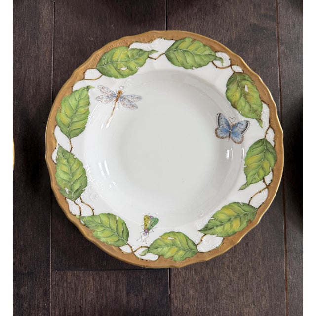 Ceramic Set of 10 Anna Weatherley Botanical Treasure Garden Rim Soup Bowl 8.75" For Sale - Image 7 of 17
