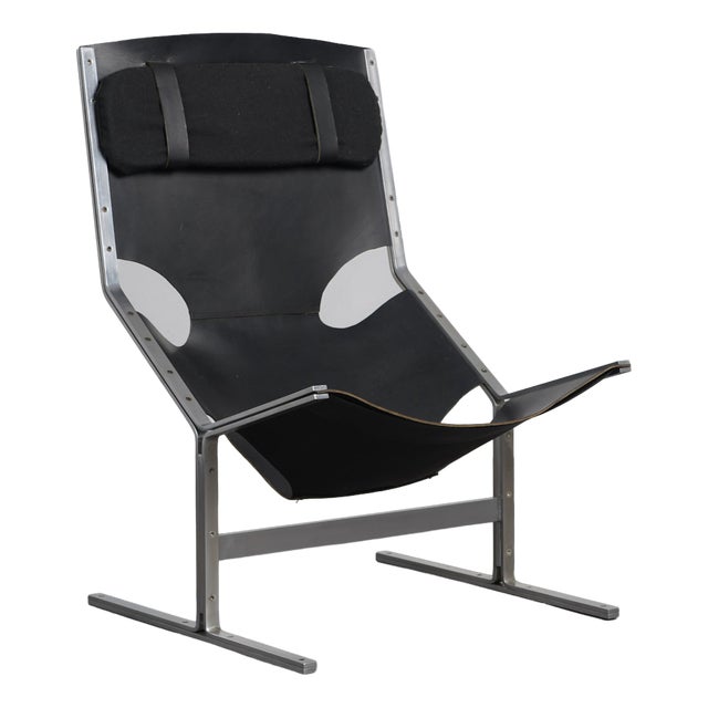 Vintage Dutch Leather Lounge Chair by Pierre Thielen for Metz & Co., 1960s For Sale