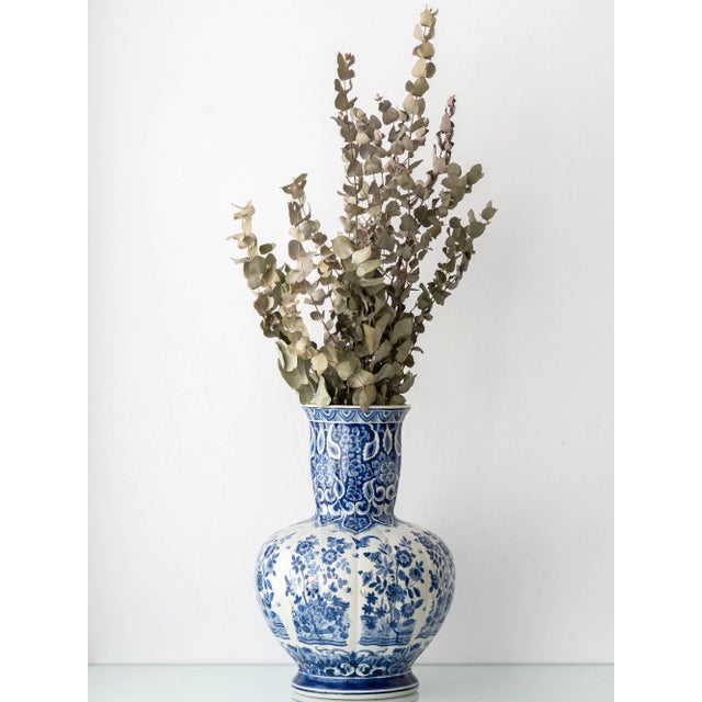 Delftware Floor Vase in Blue and White Chinoiserie by Plateelbakkerij Ram Arnhem, 1940s For Sale - Image 14 of 14