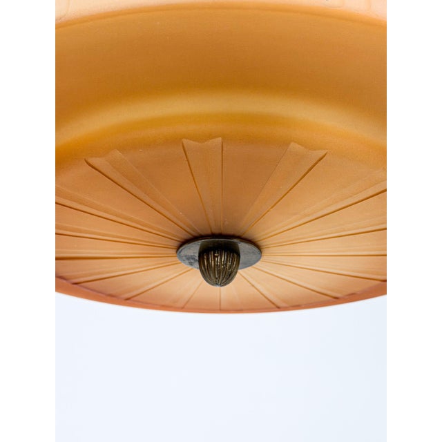 Swedish Grace Ceiling Lamp in Havana Glass by Chr. Bergh & Co., 1930s For Sale - Image 12 of 16