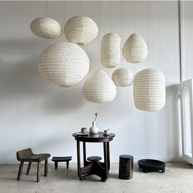 Japanese-Style Teardrop-Shaped Pendant Light in Rattan and Natural Linen, 1980s For Sale - Image 9 of 18