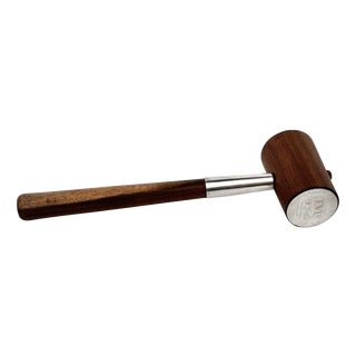 Modern Teak Gavel with Silver-Plated Details, Sweden, 1960s For Sale