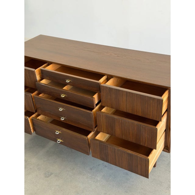 Mid 20th Century Walnut Ten Drawer Dresser by American of Martinsville For Sale - Image 14 of 14