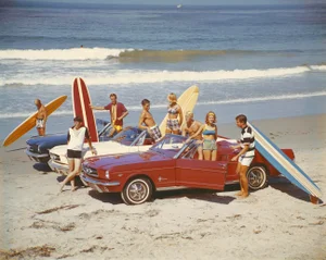 Friends With Surfboards and Mustangs' Contemporary Archival Color Photograph Print From the Original Negative by Tom Kelley - 16x12