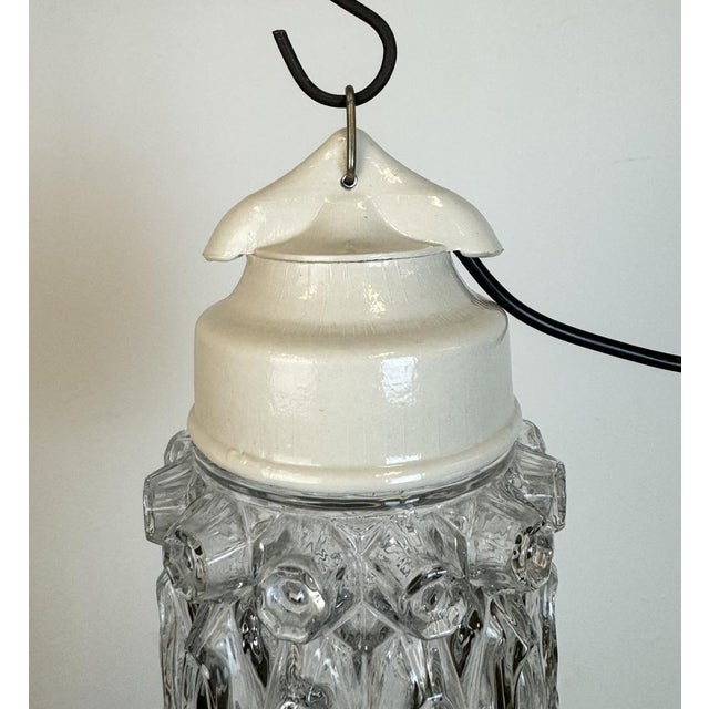 Industrial Vintage White Porcelain Pendant Light, 1970s For Sale - Image 3 of 15
