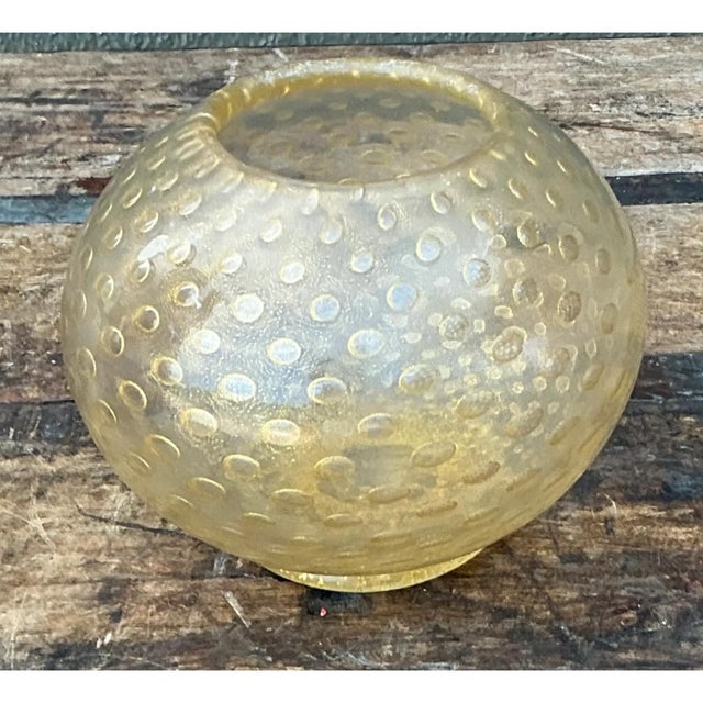 Vintage Gold Flecked Glass Bowl After Murano For Sale - Image 10 of 12
