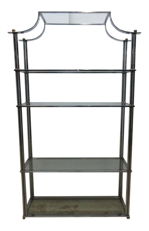 Vintage Milo Baughman Asian Inspire Chinoiserie Chrome Shelf Display