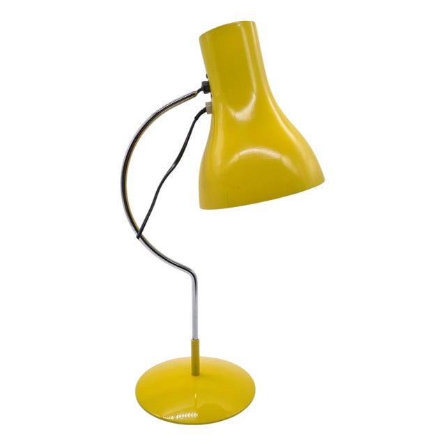 Desk Lamp in Yellow Metal and Chrome by J. Hůrka, Czechoslovakia, 1970s For Sale