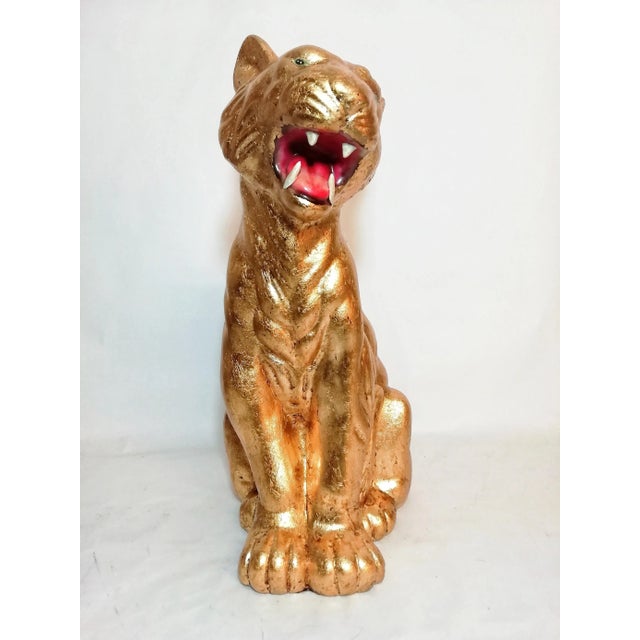 Vintage Gold Leaf & Ceramic Tiger For Sale - Image 11 of 11