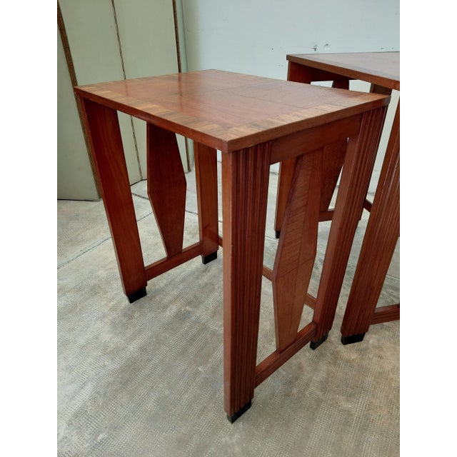 Nesting tables, solid wood and veneer, amaranth, rosewood, cherry wood