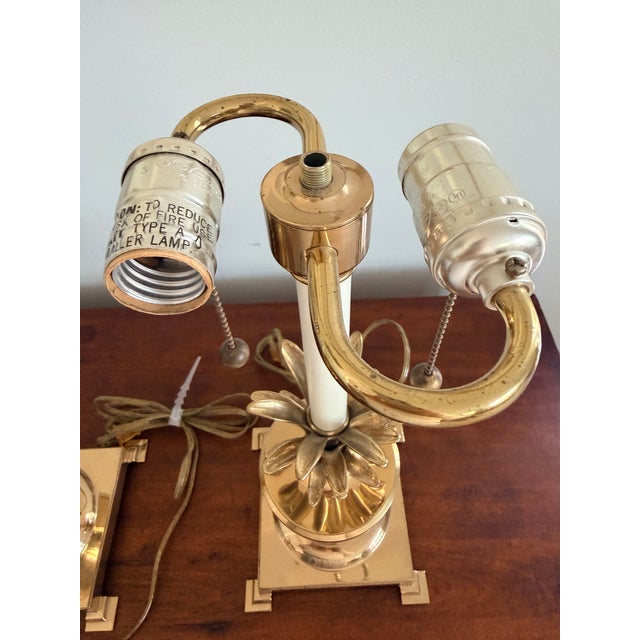 Pair Frederick Cooper Classic Modern Hollywood Regency Pineapple Polished Brass Table Lamps With Black Tole Shades For Sale - Image 14 of 18