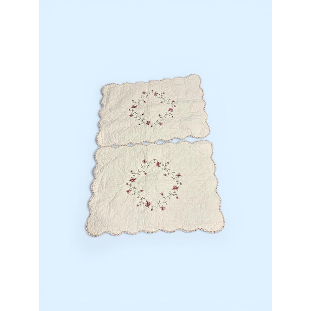 Textile Red Floral Pillow Shams Vintage Pack of 2 For Sale - Image 7 of 10