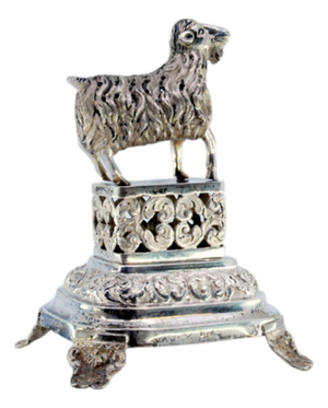 Silver Toothpick Holder with Sheep